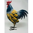 thumbnail image 2 of Drew DeRose Designs  blue rooster  with wood chip & metal  details 16.5"T x 12L"., 2 of 4