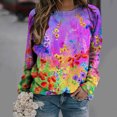 thumbnail image 2 of Camisas informales de manga larga para mujer, sudadera de cuello redondo con estampado Floral de plantas, jersey de cuello redondo, túnica holgada con estampado de puesta de sol Pompotops  gfhjh19834, 2 of 5
