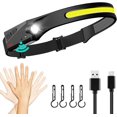 thumbnail image 1 of Faro de haz ancho de 230 ° con sensor de movimiento, linterna de cabeza liviana impermeable para acampar, caminar, correr, al aire libre para adultos y niños, faro LED recargable, 1 of 4