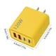 thumbnail image 3 of Enchufe de carga rápida Adaptador multipuerto USB tipo C | 2 Tipo C y 1 USB, Estándar de EE. UU., Chip inteligente, Carga rápida, Protección contra sobretensión, Amarillo portátil, Plástico,, 3 of 6