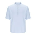 thumbnail image 1 of Camisa de Manga Corta Botón de los Hombres, Casual Color Sólido, de Pie Cuello Piña Camisa de Blusa Cuadrada, 1 of 4
