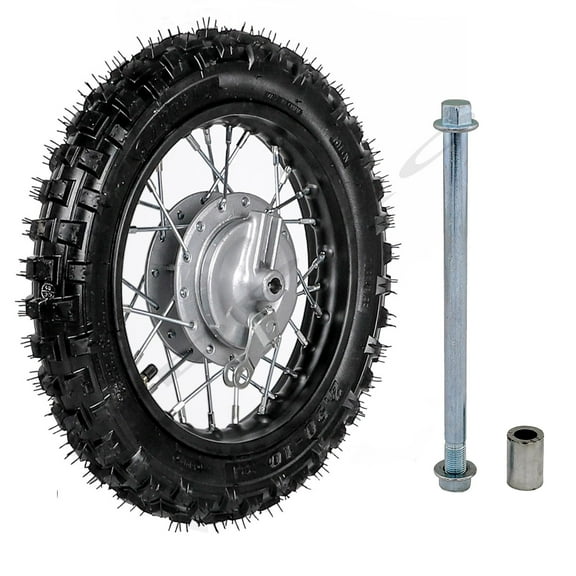 10" Front Wheel 2.50-10 Tire Rim Drum Brake w/ 12mm Axle Bolt for CRF XR 50 CRF50 XR50 TTR50 PW50 Mini Dirt Pit Bike Baja DR49 Coolster SSR 70cc 90cc 110cc 125cc