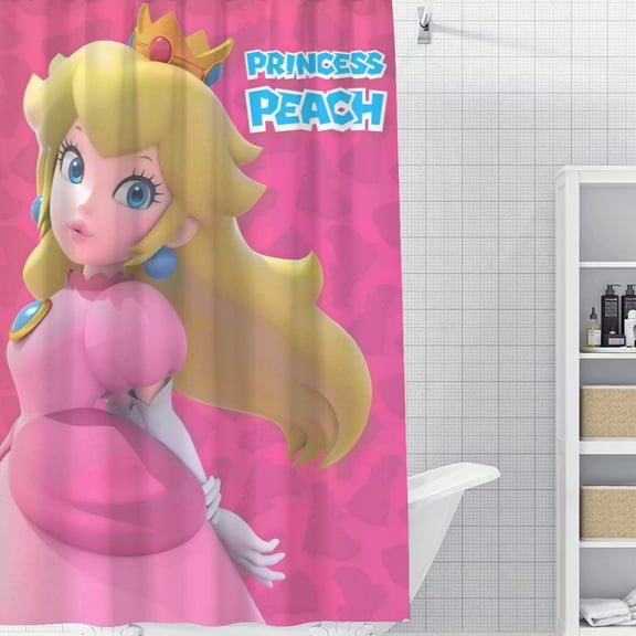 Princess Peach-theme Bathroom Shower Curtain Home Decor,Bath Curtains Durable Waterproof Bath Curtain , Adluts Girls Boys Bathroom Decor House Gifts 52x71inch（130cmX180cm）