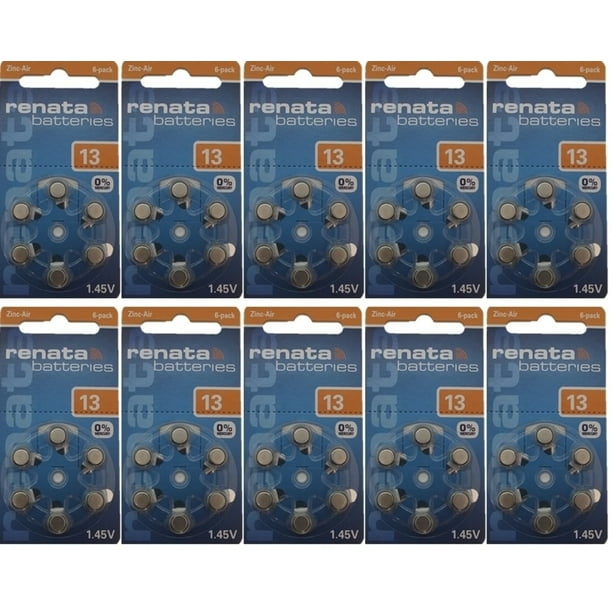 60 Renata Size 13 Hearing Aid Batteries Zinc Air Batteries Brand New