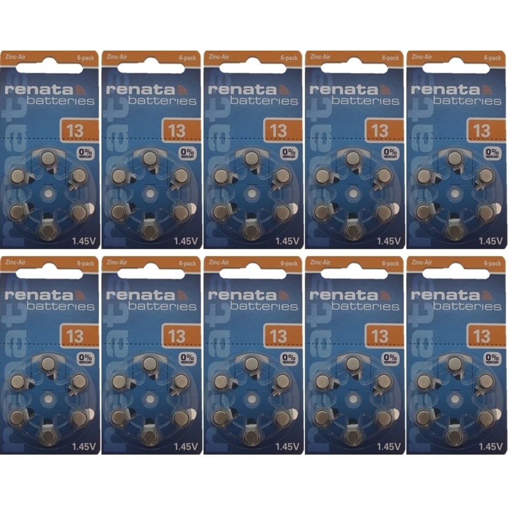 60 Renata Size 13 Hearing Aid Batteries Zinc Air Batteries Brand New