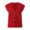 thumbnail image 4 of TTUHYWXI Women's Crochet Colorblock Sweater Vest Striped Split Button Down Sleeveless Knitted Cardigan (Red, One Size), 4 of 9