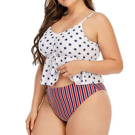 Abcnature Women s Bikini Swimsuits Sets  Thong Bikini Sets Plus Size Stars Print Casual Bikini Beachwear Swimwear Bikini Sets for Women White XL