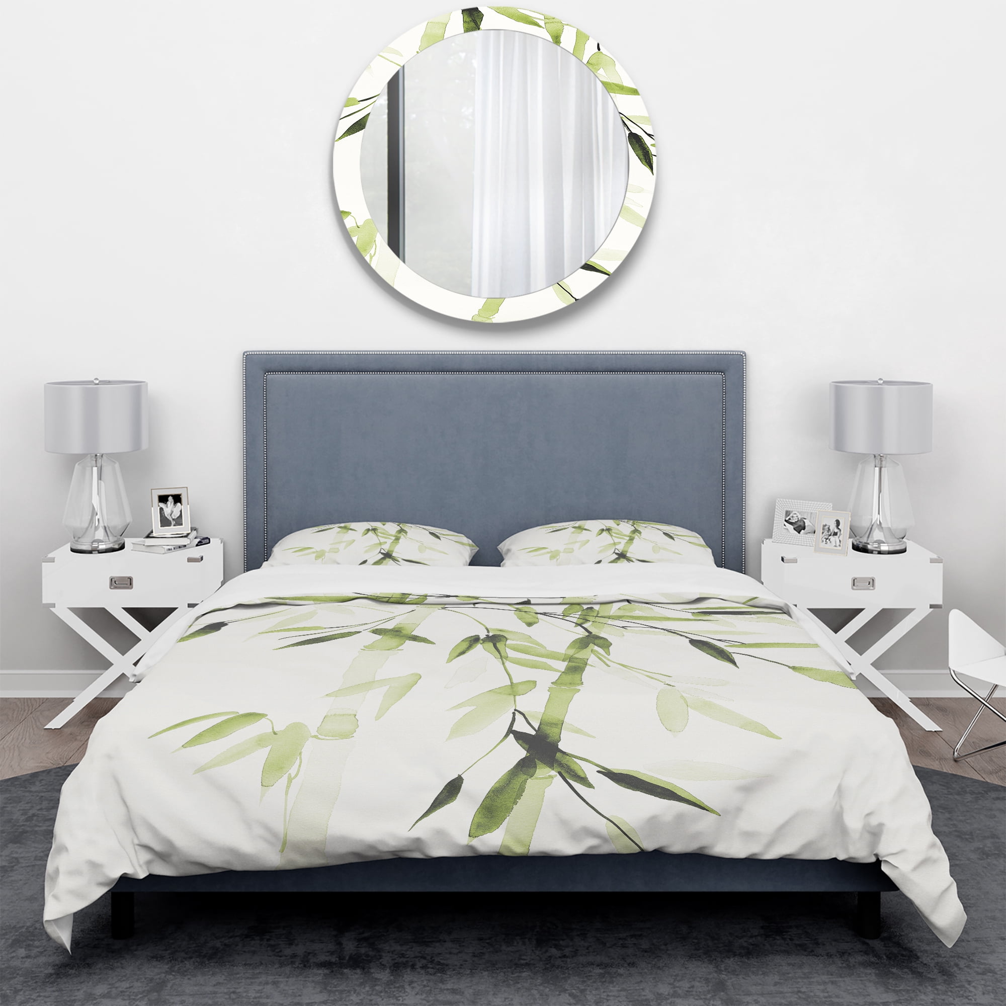Designart 'Simplist Bamboo Leaves II' Cottage Duvet Cover Set
