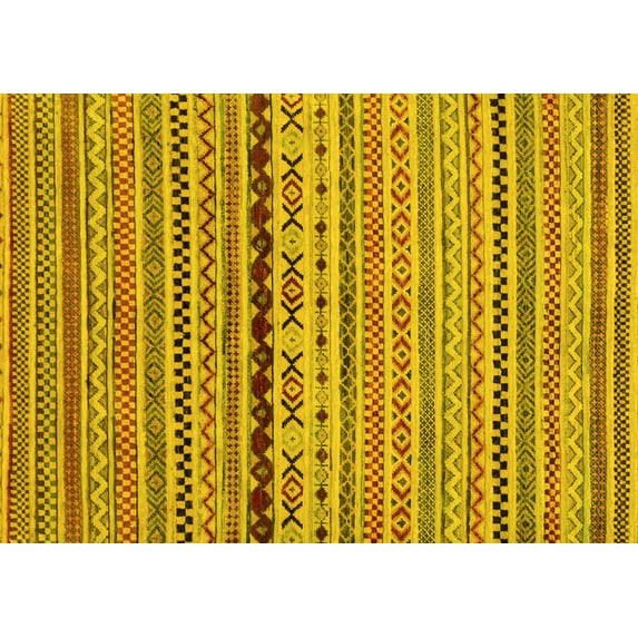 Ahgly Company Indoor Rectangle Oriental Yellow Modern Area Rugs, 7' x 9'