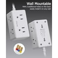 5Ft Flat Plug Small Power Strip,3-Side White Extension Cord with 6 Wide ...