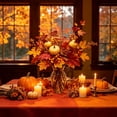 thumbnail image 4 of Fall Artificial Floral Arrangement with Maple Leaves and Pumpkins Thanksgiving Harvest Table Centerpiece Decor for Home Shelf Mantel Plastic Faux Flower Sprig for Vase Filler and Autumn, 4 of 6