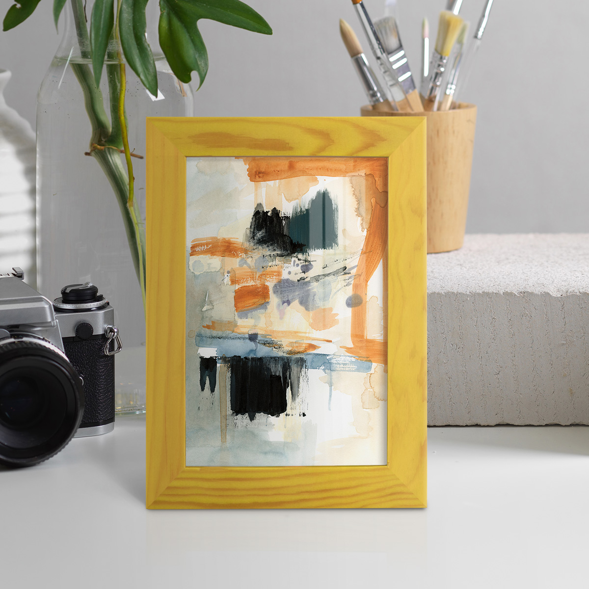 Seria II - Framed Print w/glass - Sunflower Yellow