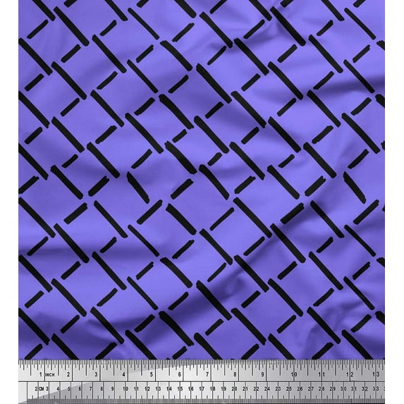 Soimoi Purple Georgette Viscose Fabric Brush Stroke Abstract Print Fabric by the Yard 42 Inch Wide