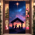 thumbnail image 2 of Religious Scene Nativity Banner Christmas Illustration Barn Design Holy Family for Holiday Celebration Indoor Decoration Church Event, 2 of 9