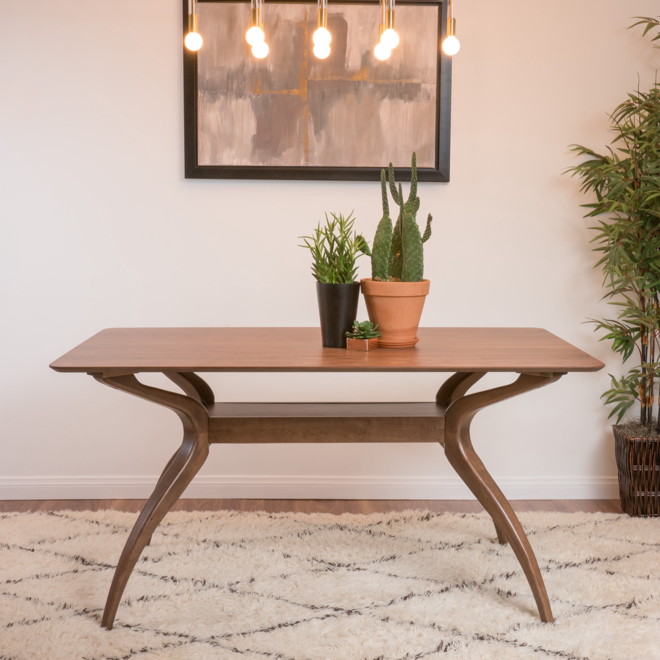 Noble House Logan Natural Walnut Finish Wood Dining Table