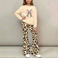 thumbnail image 4 of Cethrio Girls Graphic Outfit Sets, Spring Fall 2 Piece Long Sleeve Casual Girls' Clothing Sets Beige Size 11-12 T, 4 of 7