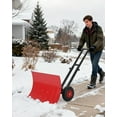 thumbnail image 7 of Snow Shovel with Wheels, Heavy Duty Double Rod Wheeled Snow Pusher with 29" W × 19.8" H Metal Blade, Angle & Height Adjustable Handle for Driveway Sidewalk Yard, 7 of 7
