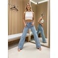 thumbnail image 3 of Plus-Size 2026 Women's High-Waisted Wide-Leg Jeans, featuring a distinctive frayed hem design and a relaxed fit in denim fabric., 3 of 6