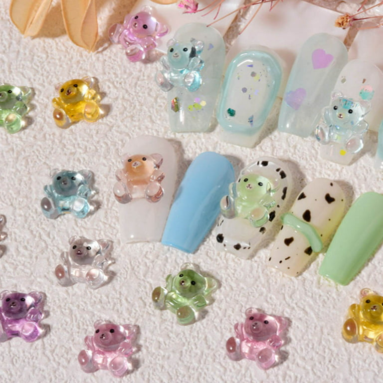 Leelosp 240 Pieces 3D Bear Nail Charms Gummy Candy Nail Charms for Acrylic  Nail Colorful Kawaii 3D Cute Resin Bear Charm for Nail Art DIY Handmade