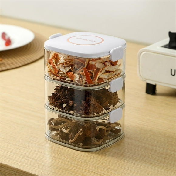 Cqxid Food Storage Containers Seasoning Containers Seasoning Rack S Pots Sugar Box S Storage Box Condiment Pot Seasoning Box Kitchen Cooking Tools Condiment Jars Rack With Sealed Cover