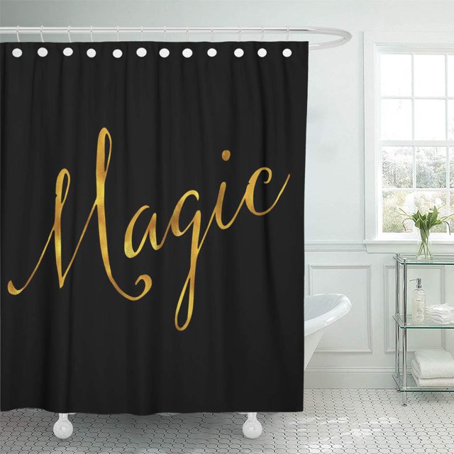 ABPHQTO Faux Funny Magic Saying Motivational Sparkly Sayings Cortina de ducha de oro blanco 150x180 cm