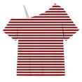 thumbnail image 6 of NAISIBABY Girls One-Shoulder T-Shirt, Striped Graphic Short Sleeve Summer Trendy Kids Casual Tee Red Size 8, 6 of 9