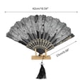 thumbnail image 2 of Unique Bargains 1 Pc Rose Lace with Tassel Folding Fan for Masquerade Silver Tone Silk Fabric, 2 of 5