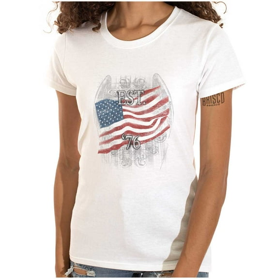 United States Flag Patriotic American Womens Slim Fit Graphic Tee Brisco Brands X