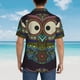 thumbnail image 4 of Balery Boho Owl Camisas hawaianas de manga corta para hombre, camisas playeras de corte holgado, camisas de vacaciones con botones,Medium, 4 of 7