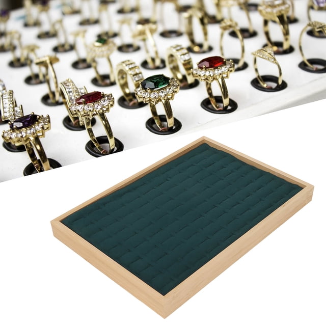 Stackable Jewelry Tray Organizer 100 Compartments, Bamboo Velvet With Earrings Rings Storage Display