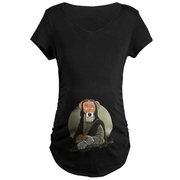 CafePress - Mona Lisa Dog Maternity T Shirt - Maternity Dark T-Shirt