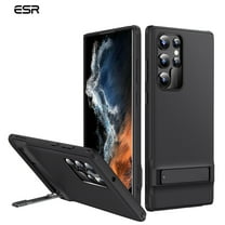ESR Metal Kickstand Case Compatible with Samsung Galaxy S22 (6.2-Inch) (2022) [Reinforced Drop Protection] [Portrait and Landscape Stand], BLACK