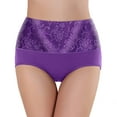 thumbnail image 3 of Kmdttou Women's Seamless Underwear Sexy Lace High Cut Panties Comfort Bikini Panty Stretch Underpants Breathable Ladies Briefs (Regular & Plus Size) Purple-4XL, 3 of 3