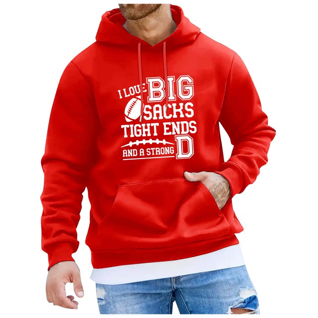 Chandail à Capuche Imprimé Rugby pour Hommes avec Poche et Cordon de Serrage, Coupe Ample Décontractée, Style Business Confortable pour un Usage Quotidien