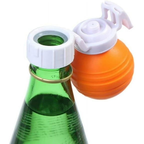 Soda Bottle Pump, Plastic Bottles Sealer, Pour Carbonation Carbonated Drink Leak-Proof Cover Soda Bottle Cap, Keep Pump Cap Saver Stopper Lids, Orange