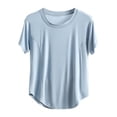 thumbnail image 2 of SDNall Blouse Femme Unie Décontractée Mode Col Rond Régulière Sans Manches Vêtements de Nuit Hauts, 2 of 9