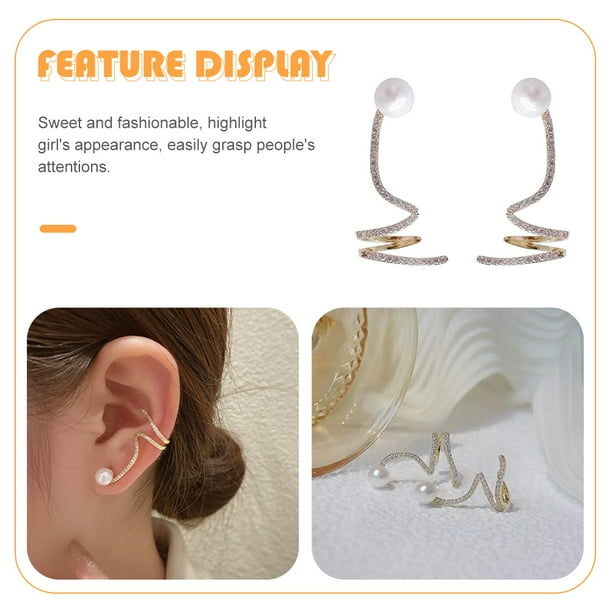 1 Pair Ear Climber Crawler Earrings Stud Earrings Rhinestone Earrings Ear Cuffs