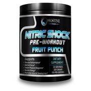 Pristine Foods Nitric Shock Pre Workout Powder - Nitric Oxide Booster Promotes Muscle Growth, Tissue Repair, Endurance & Energy Fruit Punch - 30 Servings