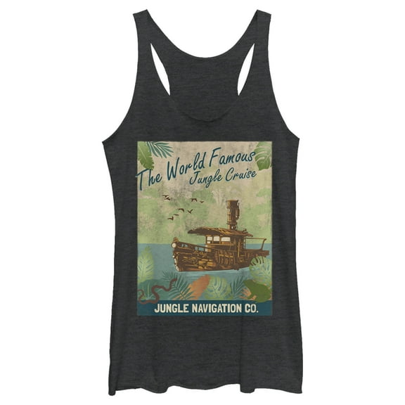 Women's Jungle Cruise La Quila Retro Poster  Racerback Tank Top Black Heather Large