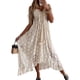 thumbnail image 1 of Vestido largo de playa con cuello en V floral de encaje bohemio informal para mujer, vestido de novia maxi para fiesta de cóctel, 1 of 4