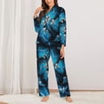 thumbnail image 3 of Kll Agave Cactu Print Women'S Long Sleeve Pajamas With Pants Sleepwear Loungewear 2 Set-Small, 3 of 9