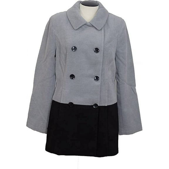 Style&co Double-Breasted Colorblocked Pea Coat Medium