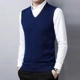 thumbnail image 2 of FINALGANG Men's Sweater Vest Fall Winter Solid Color Relaxed Fit Vest Sleeveless V Neck Jumpser For Cold Weather Casual Daily Wear Stylish Knitwear, 2 of 4