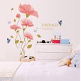 thumbnail image 2 of Vintage Beautiful Pink Flowers Wall Decal Sticker - DIY PVC Removable Transparent Film Self-Adhesive Mural Art Wall Decor for Living Room, Bedroom Kids Room Nursery TV Sofa Background, 2 of 6