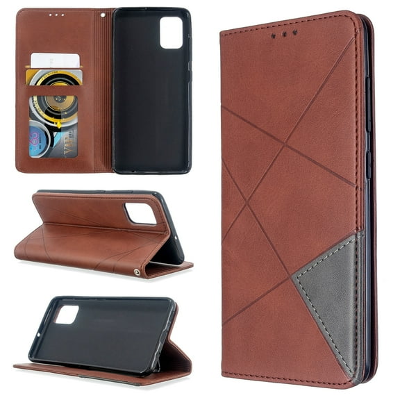 Dteck Case For Samsung Galaxy A51 4G (6.5 inch), Luxury Hybrid Folio PU Leather Wallet Case Card Slots Pocket Flip Stand TPU Protective Phone Cover ,Brown
