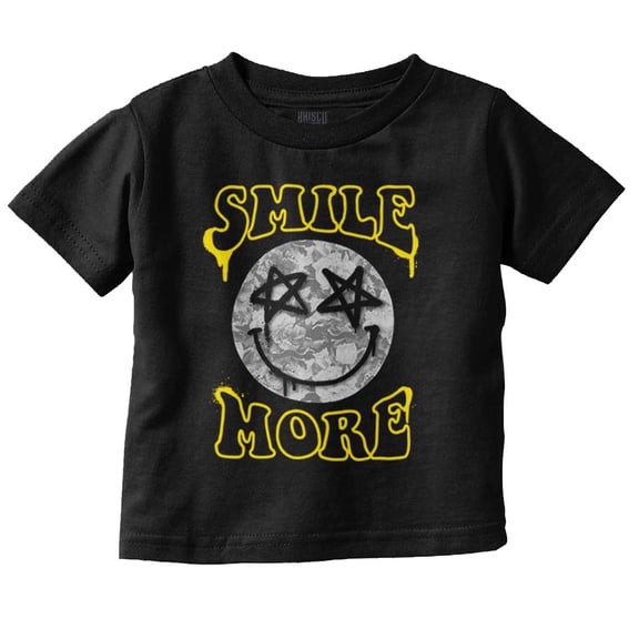 Smile More Happy Face Star Eyes Toddler Boy Girl T Shirt Infant Toddler Brisco Brands 6M