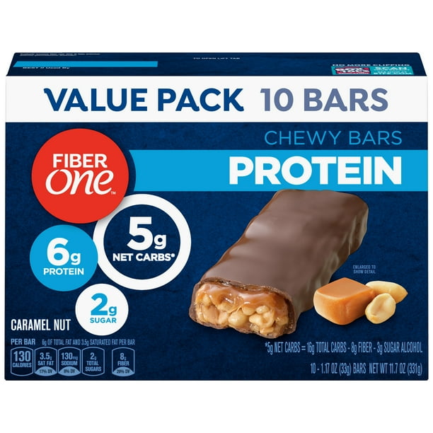 Fiber One 6g Protein Bar, Caramel Nut, 10 Ct Value Pack, 11.7 Oz
