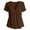 Brown#linen peplum blouses, variant on aohooy Linen Tops Women Empire Waist Button Blouses V Neck Peplum Tops Elegant Dressy Casual Summer Short Sleeve T-Shirt Navy,M
