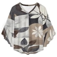 thumbnail image 4 of Abstract Floral Geometric Design Women's V-Neck Blouse With 3/4 Ruffled Bell Sleeves Casual Top Ladies Blouses, 4 of 7