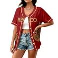 thumbnail image 2 of Mexico 2026 Soccer Cup Style Vintage Baseball Jersey for Women, Short Sleeve Button-Down Shirt with Retro Sun & Eagle Graphic, Breathable Polyester Sports Top, 1 PC Red XXXL, 2 of 6